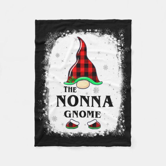 Nonna Gnome Buffalo Plaid Matching Family Xmas Paj Fleece Blanket (Front)