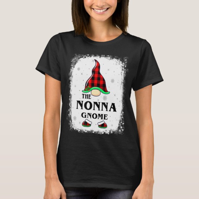 Nonna Gnome Buffalo Plaid Matching Family Xmas Paj T-Shirt (Front)