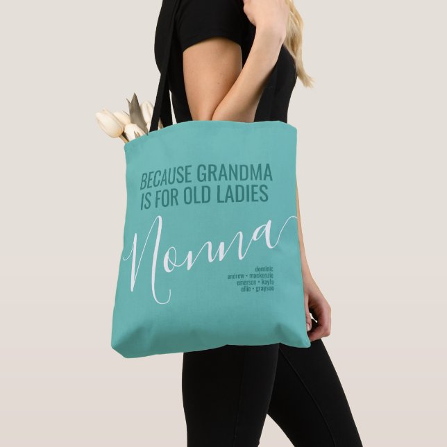 Nonna Grandma is for Old Ladies Teal Blue  Tote Ba Bag (Close Up)
