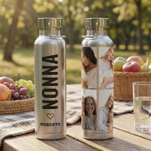 Nonna | Italian Grandma 4 Photo Custom Name Silver