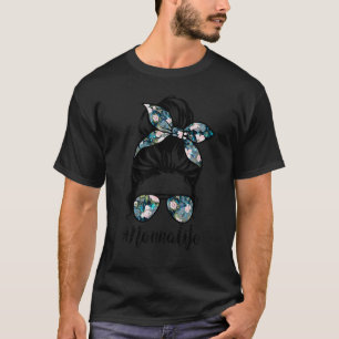 Nonna Life Messy Hair Bun Women Mother's Day T-Shirt