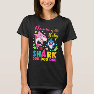 Nonna Of The Birthday Boy Shark Pink Blue Doo Doo T-Shirt