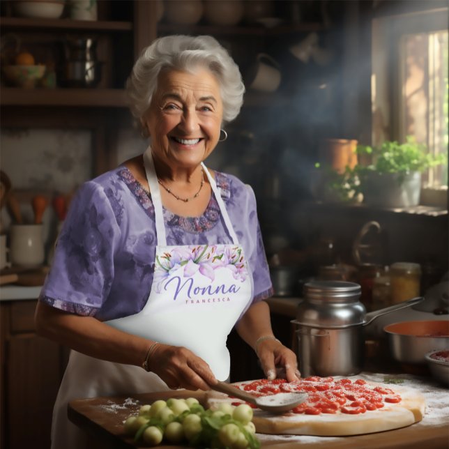 Nonna Personalised Lavender Pink Lillies Apron (Creator Uploaded)