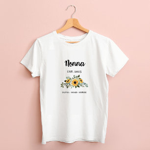 Nonna Pretty Rustic Sunflower and Names T-Shirt