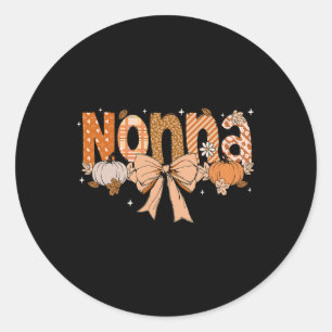 Nonna Pumpkin Fall Coquette Bow Thanksgiving Mum W Classic Round Sticker