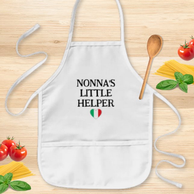 Nonna’s Little Helper Kids - Italian Flag Heart Apron (Nonna's Little Helper with Italian Flag Heart Apron for Kids)