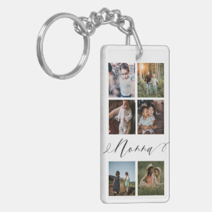 Nonna Script   Grandchildren Photo Grid Collage Key Ring