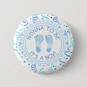 Nonna to be Blue &  White Baby Shower Button