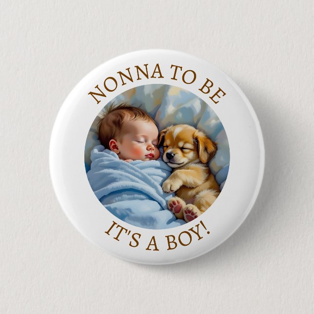 Nonna to Be | Boy's Baby Shower 6 Cm Round Badge (Front)