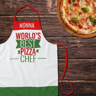 Nonna -World's Best Pizza Chef - red white green Apron