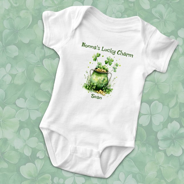 Nonna's Lucky Charm Shamrock Pot of Gold Baby Bodysuit (Creator Uploaded)