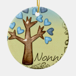 nonni heart tree blue tan ceramic tree decoration