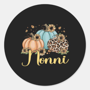 Nonni Leopard Pumpkin Women Thanksgiving Fall  Classic Round Sticker
