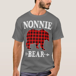 Nonnie Bear Christmas Pajama Red Plaid Buffalo Fam T-Shirt