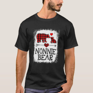 Nonnie Bear Christmas Pajama Red Plaid Buffalo Fam T-Shirt