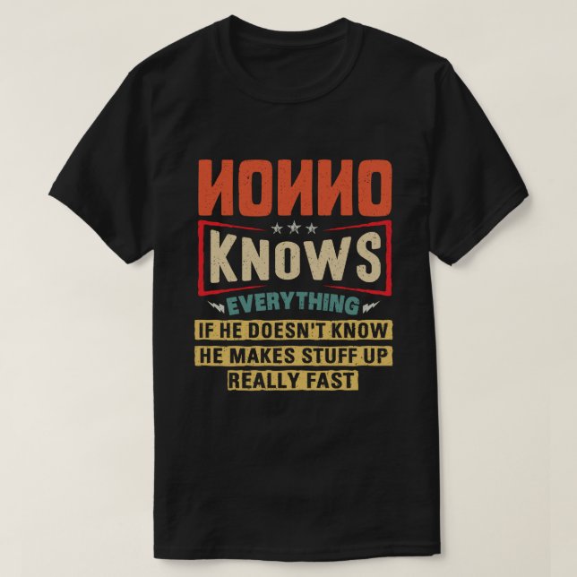 Nonno Knows Everything Funny Retro Grandpa Gift T-Shirt (Design Front)