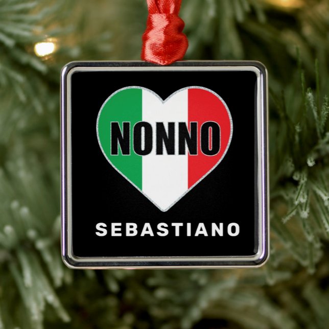 Nonno Ornament (Nonno (grandpa) Italian Flag Heart personalized Christmas ornament)