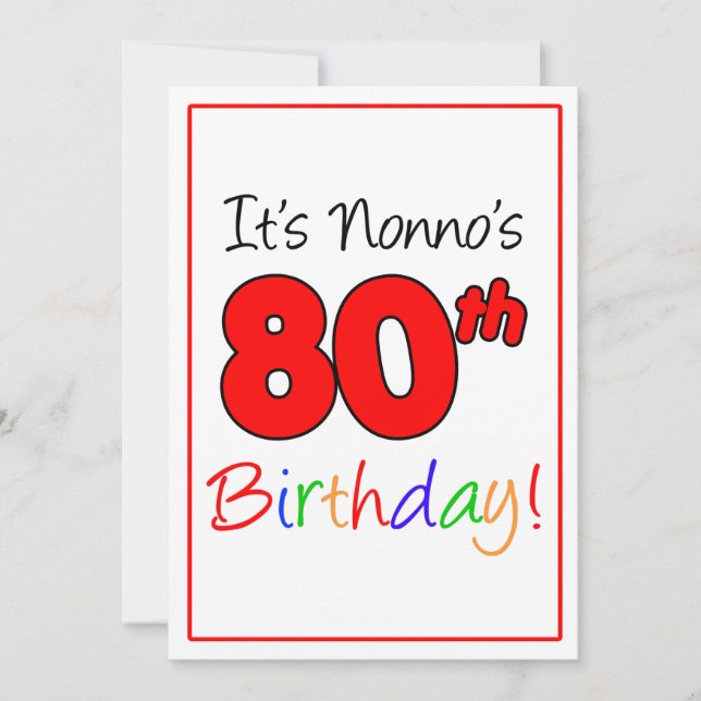 Nonno's 80th Milestone Birthday Party Celebration Invitation (Front)