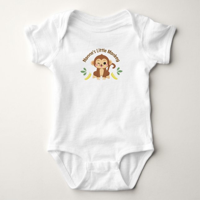Nonno's Little Monkey Baby Bodysuit (Front)