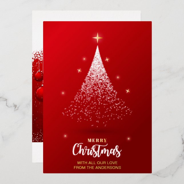 NONPHOTO CHRISTMAS GREET FESTIVE RED ELEGANT TREE  (Front/Back)