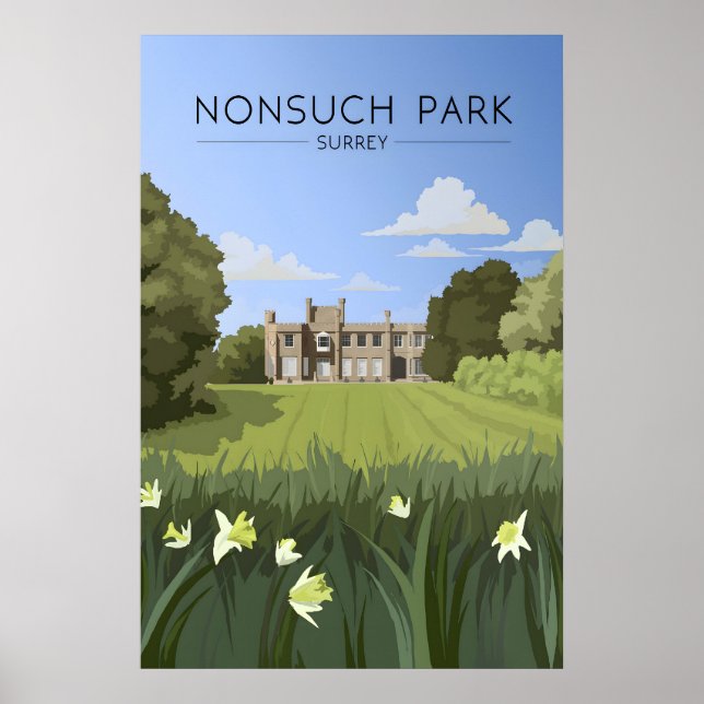 Nonsuch Park Surrey Travel Poster (Front)