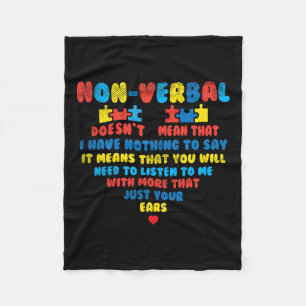 Nonverbyl Heart Puzzle Listen Autism Awareness Kid Fleece Blanket