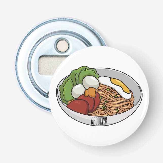 Noodle cartoon illustration bottle opener (Front)