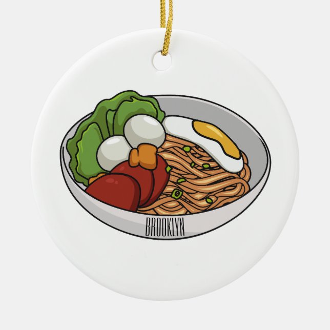 Noodle cartoon illustration ceramic tree decoration (Front)