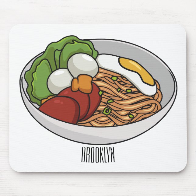 Noodle cartoon illustration  mouse pad (Front)