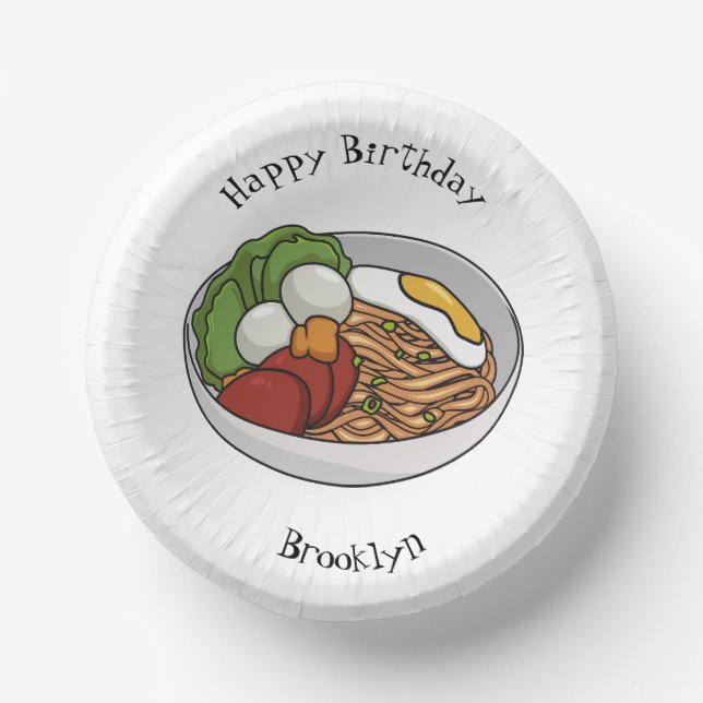 Noodle cartoon illustration paper plate (Front)