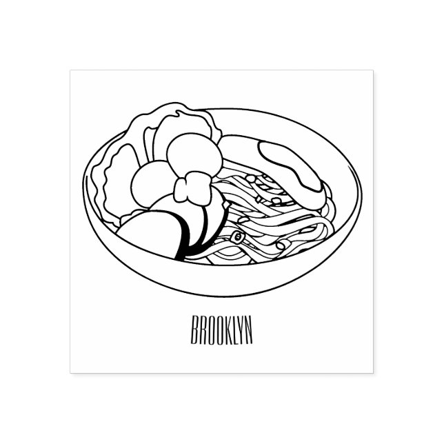 Noodle cartoon illustration rubber stamp (Imprint)
