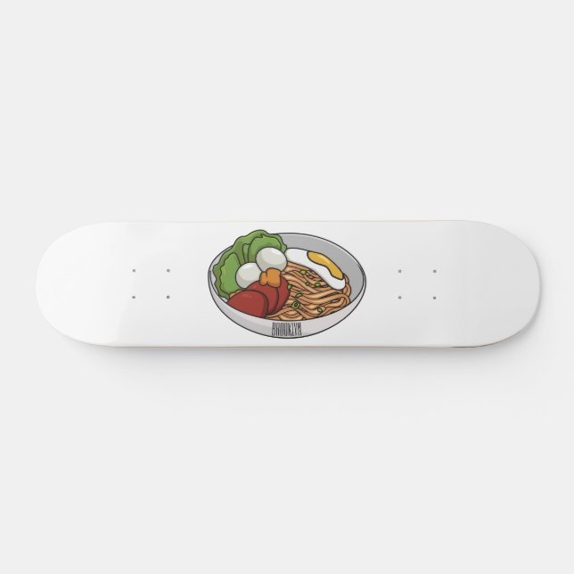 Noodle cartoon illustration skateboard (Horz)