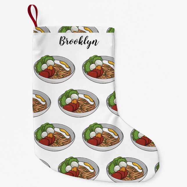 Noodle cartoon illustration small christmas stocking (Front)