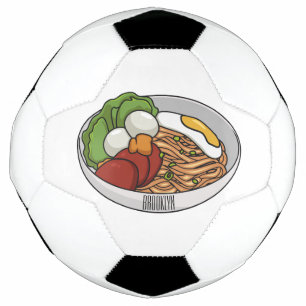 Noodle cartoon illustration soccer ball