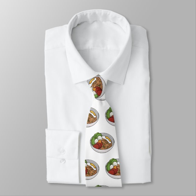 Noodle cartoon illustration tie (Tied)