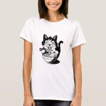 Noodle Cat Shirt, Ramen Cat T-Shirt, Foodie Lover 