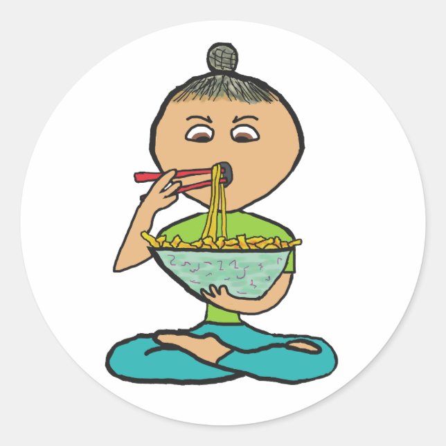 Noodles and Chopsticks Classic Round Sticker (Front)