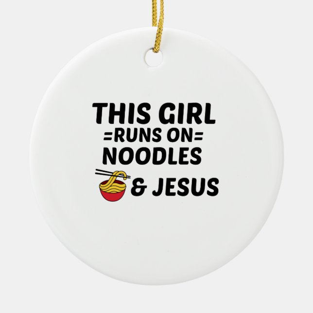 NOODLES AND JESUS CERAMIC TREE DECORATION (Front)