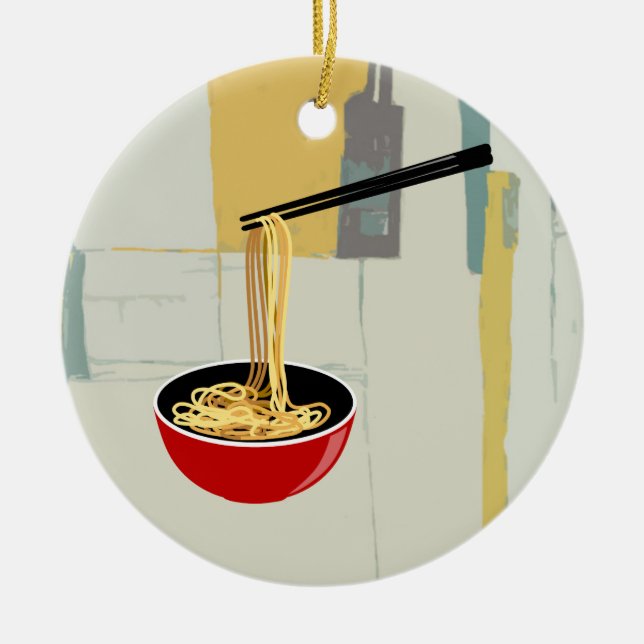 Noodles Ceramic Tree Decoration (Front)
