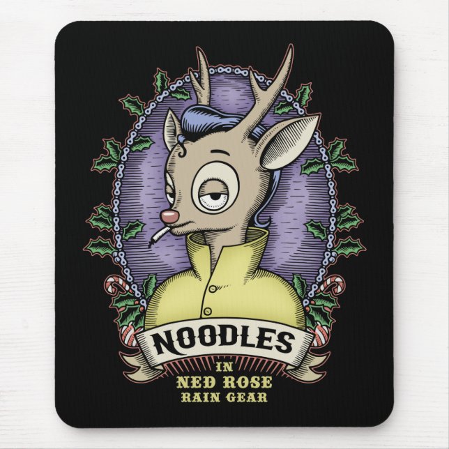Noodles In Ned Rose Rain Gear Mouse Pad (Front)