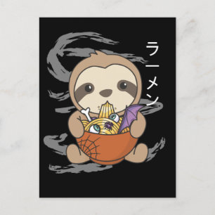 Noodles Japanese Noodles Halloween Sloth Ramen Hol Holiday Postcard