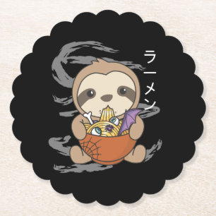 Noodles Japanese Noodles Halloween Sloth Ramen Paper Coaster