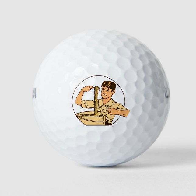Noodles on Fork: Italian Pasta Golf Balls (Front)
