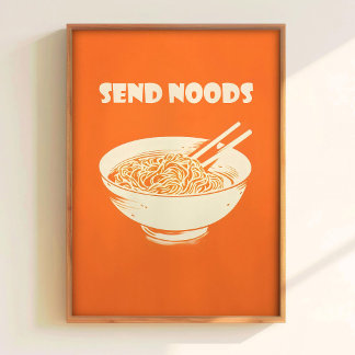 Noodles Print Send Noods Poster Cute Kitchen Wall 