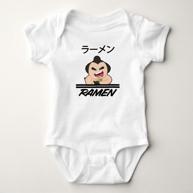 Noodles Sumo Wrestler Anime Manga Fun Japan Otaku Baby Bodysuit (Front)