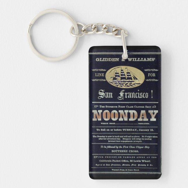 Noonday Clipper sailing ship 1900 Key Ring (Front)