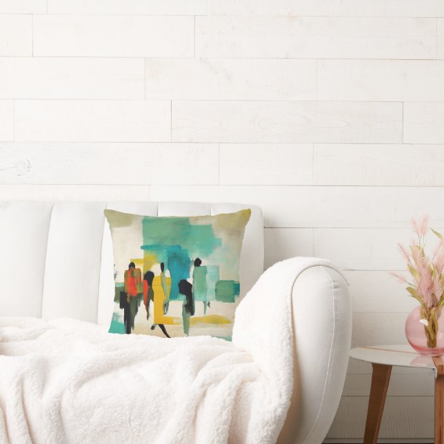 Noontide Vibrance – Abstract Figures Cushion (Couch)