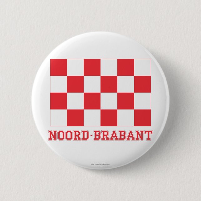 Noord-Brabant Flag with name 6 Cm Round Badge (Front)