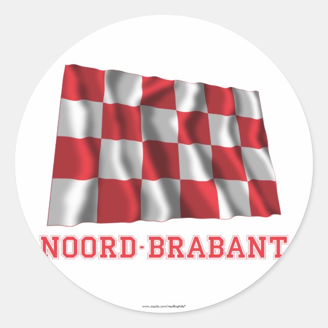 Noord-Brabant Waving Flag with Name Classic Round Sticker (Front)