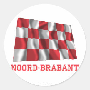 Noord-Brabant Waving Flag with Name Classic Round Sticker